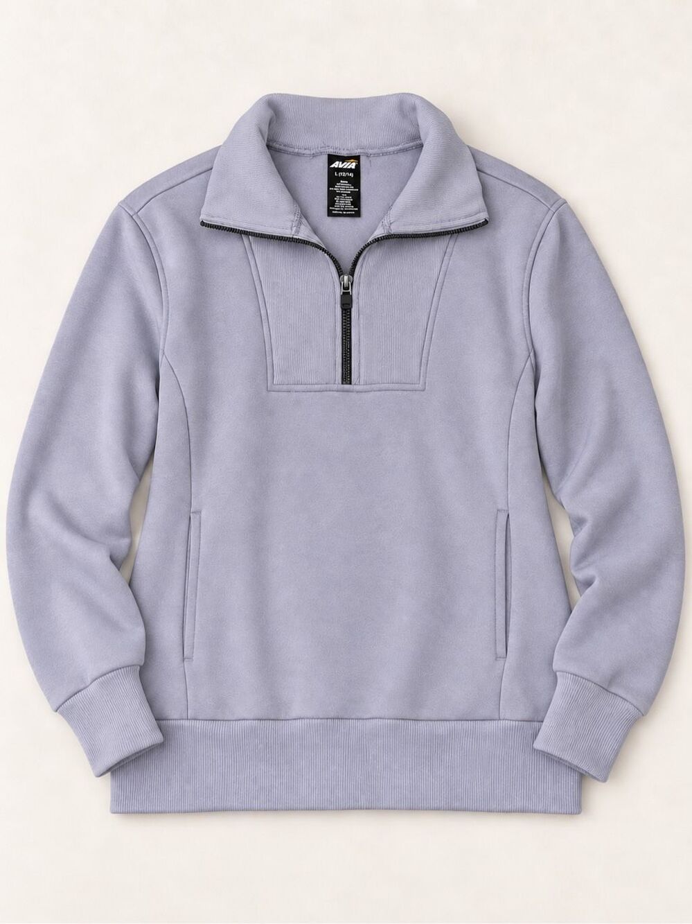 Avia Women’s L 12-14 Lavender Quarter Zip Pullover Sweatshirt Pockets Fleece